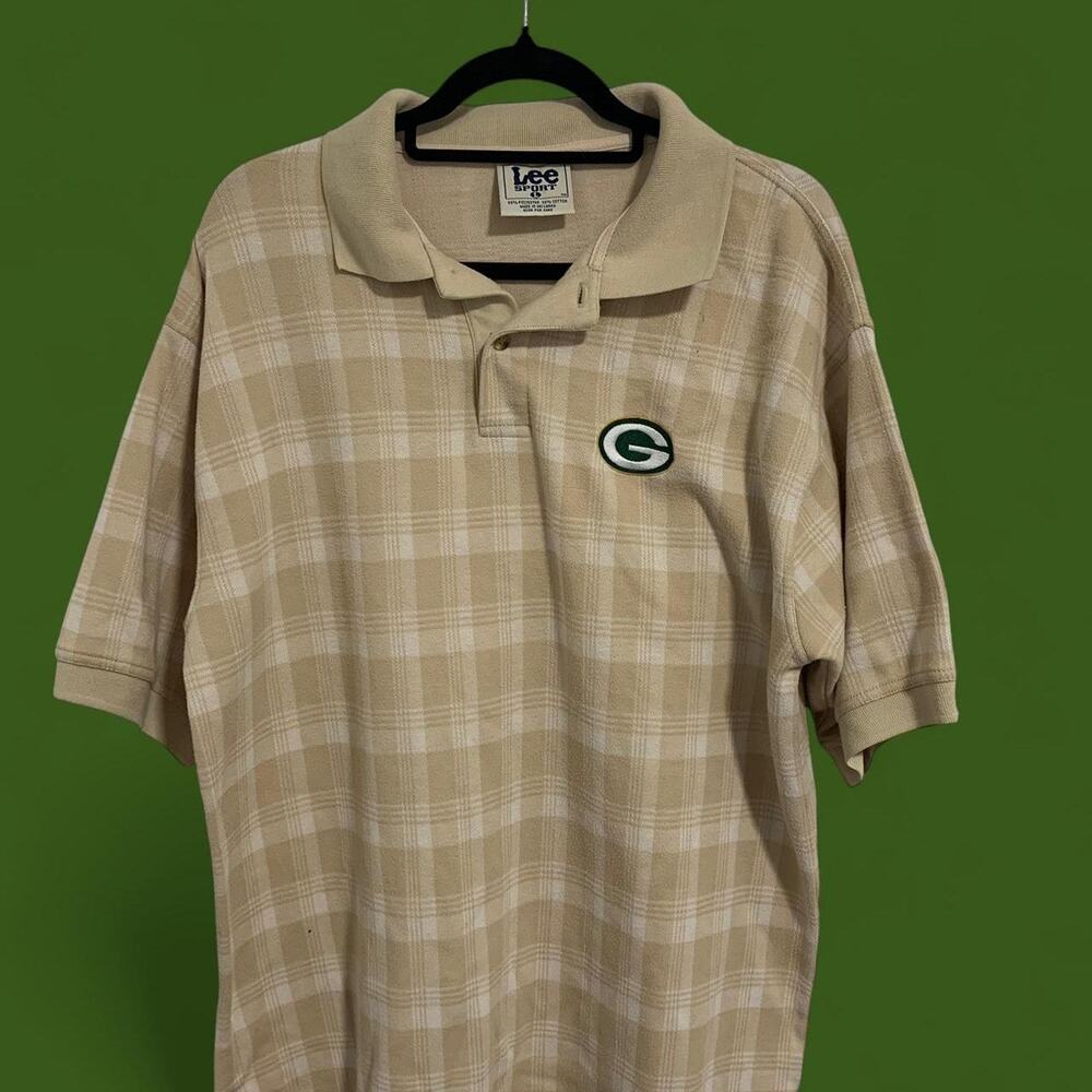 Vintage Lee Sport Green Bay Packers Plaid Polo Shirt size large